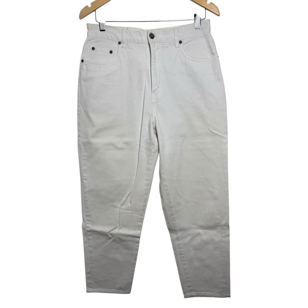 Vintage High Rise Tapered Jeans Size 10 White Denim 80s 90s Bill Blass - Picture 8 of 8